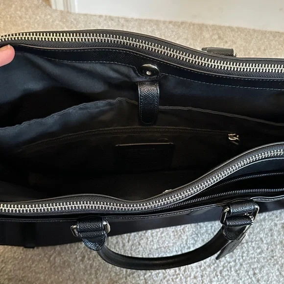 Coach Cross Grain Black Leather Briefcase Laptop Bag F59141 Metropolitan
